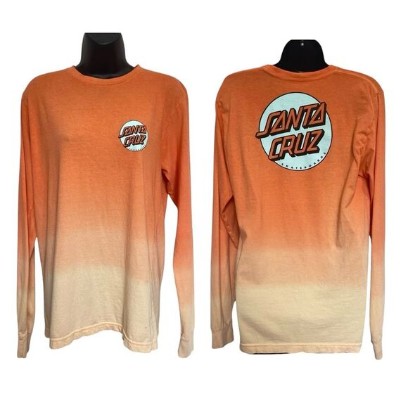 Santa Cruz Skateboards Orange Creamsicle Ombré Long Sleeve Two Sided Tee Shirt M - Picture 1 of 13